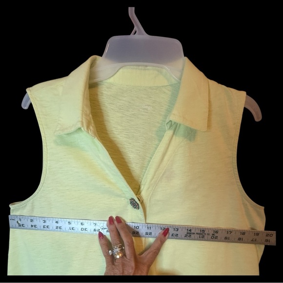 Soft Surroundings Fresh Lemonade Sleeveless Button Down Shirt 100% cotton. sz M - Picture 4 of 7